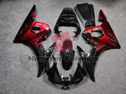 Yamaha R6 2003 - 2004 Gloss Black & Red ABS fairings - custom motorcycle bodywork kit by Monster Fairings
