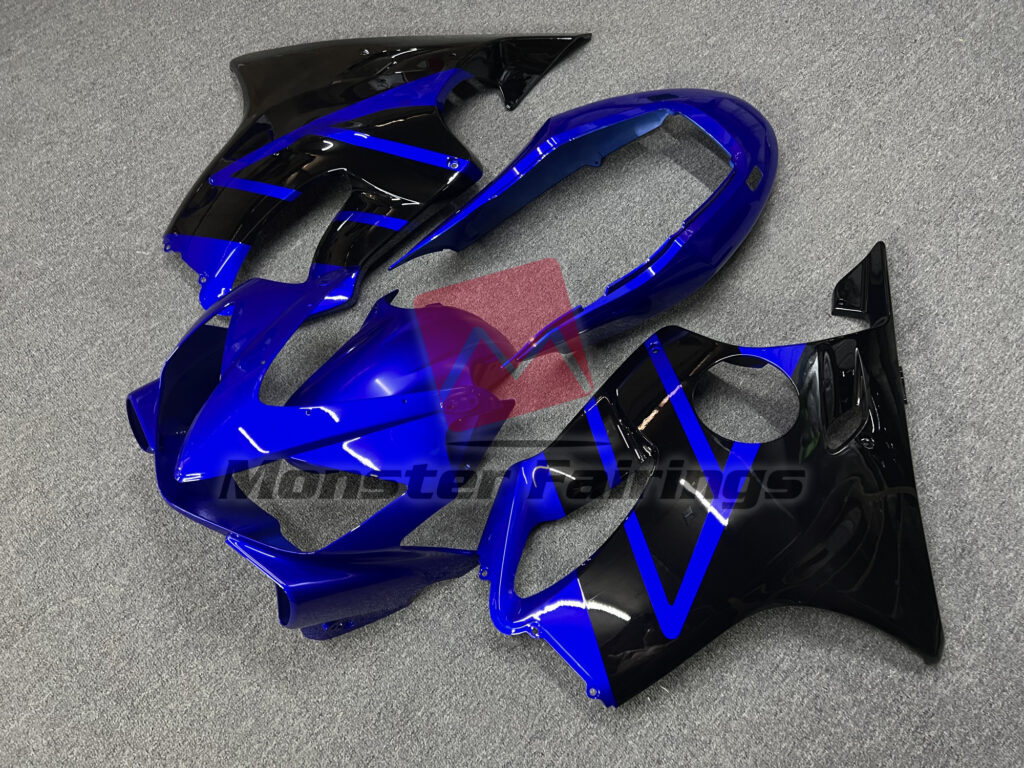 2004 - 2007 Honda CBR600 F4i Gloss Blue & Black fairing set - ABS injection, custom painted by Monster Fairings
