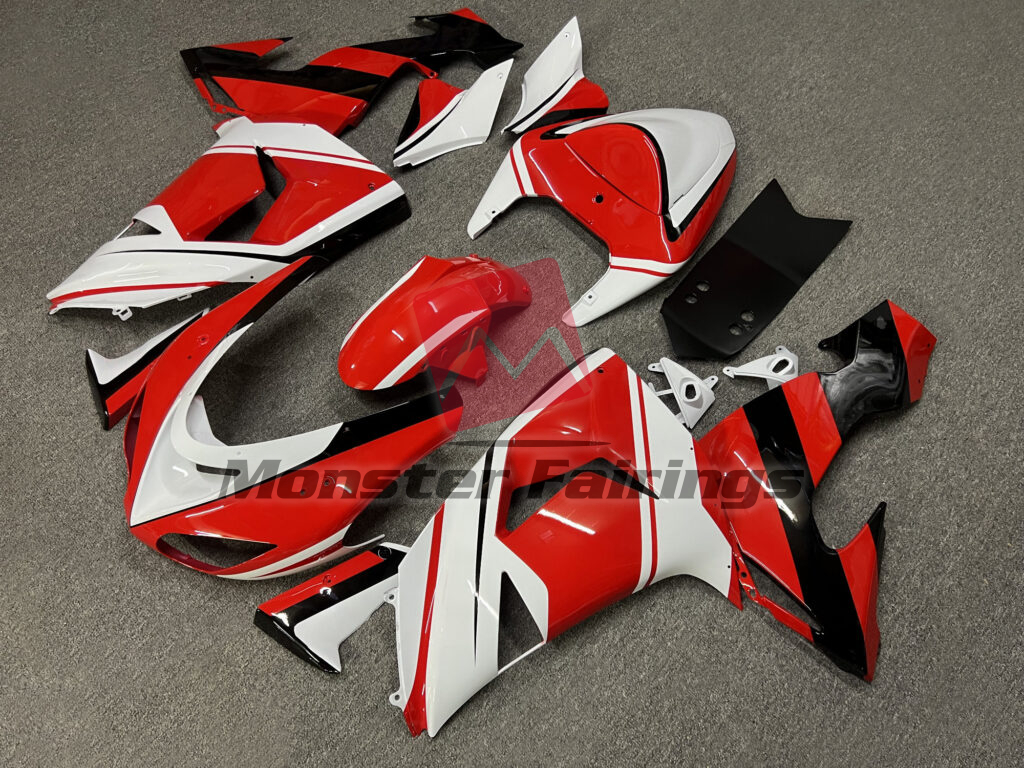 Gloss Red & White Black ABS fairings for Kawasaki ZX10R 2006 - 2007 - premium OEM fit kit by Monster Fairings
