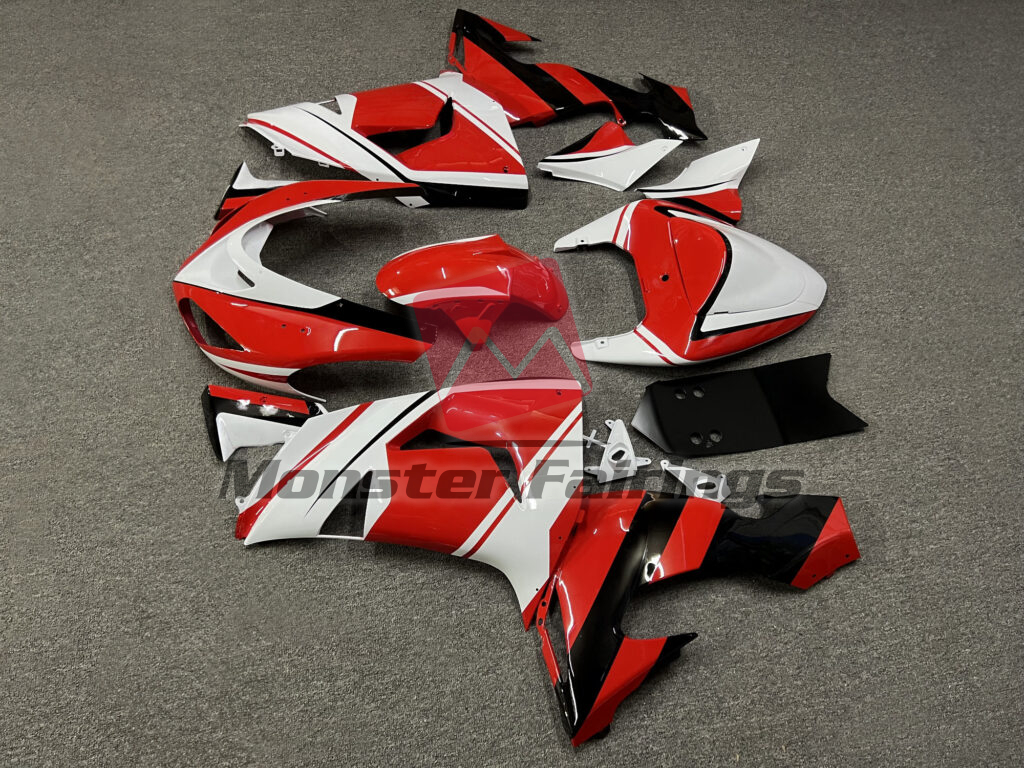 Kawasaki ZX10R custom ABS fairings 2006 - 2007 in Gloss Red & White Black - durable replacement kit, Monster Fairings