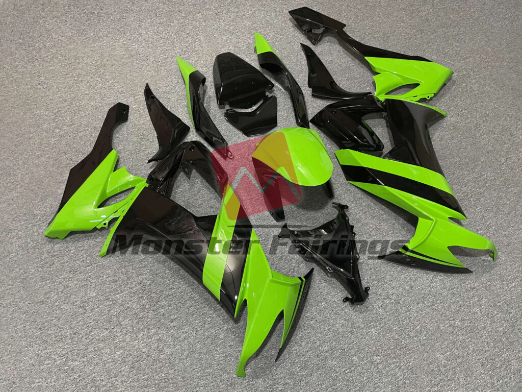 Gloss Black & Light Green ABS fairings for Kawasaki ZX10R 2008 - 2010 - premium OEM fit kit by Monster Fairings