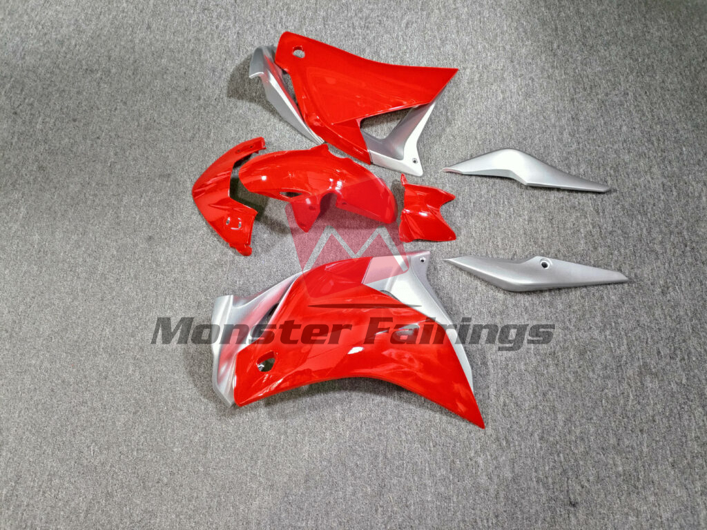 2011 - 2014 Honda CBR250RR Gloss Red & Silver fairing set - ABS injection, custom painted by Monster Fairings