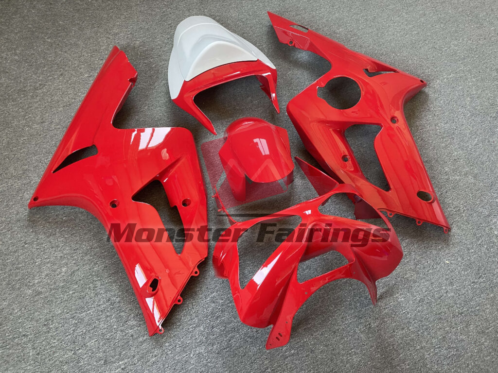Kawasaki ZX6R custom ABS fairings 2003 - 2004 in Gloss Red & White - durable replacement kit, Monster Fairings