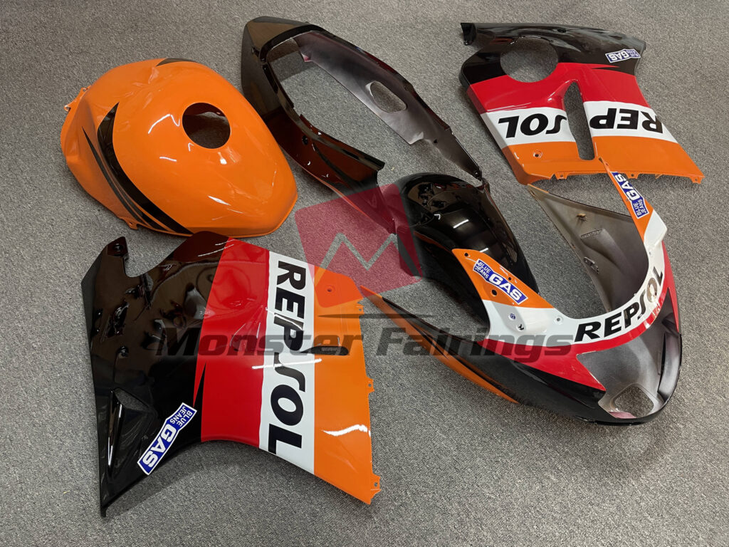1999 - 2007 Honda CBR1100XX Gloss Classic Repsol fairing set - ABS injection, custom painted by Monster Fairings
