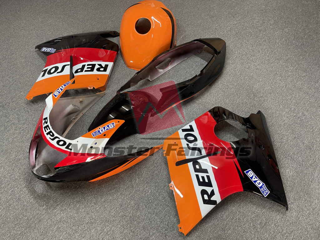 Honda CBR1100XX custom ABS fairings 1999 - 2007 in Gloss Classic Repsol - durable replacement kit, Monster Fairings