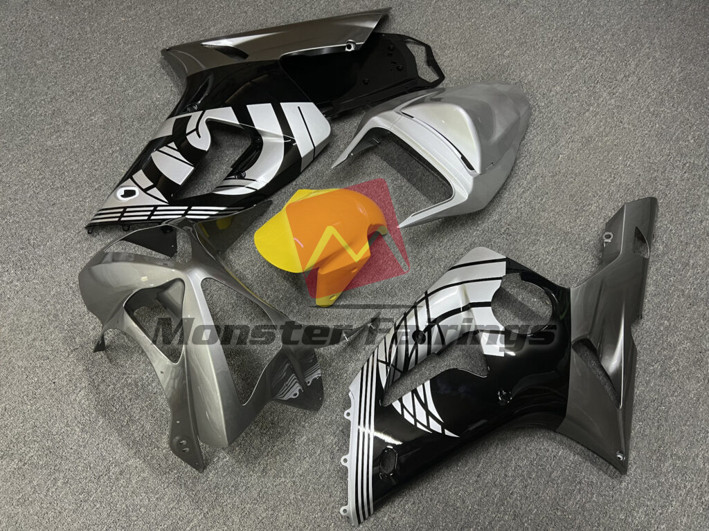 Gloss Grey & Black Yellow ABS fairings for Kawasaki ZX6R 2003 - 2004 - premium OEM fit kit by Monster Fairings