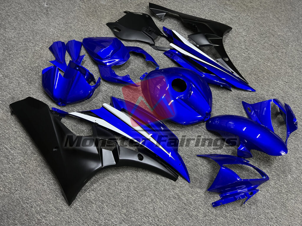 Yamaha R6 custom ABS fairings 2006 - 2007 in Gloss Blue & Matte Black - durable replacement kit, Monster Fairings