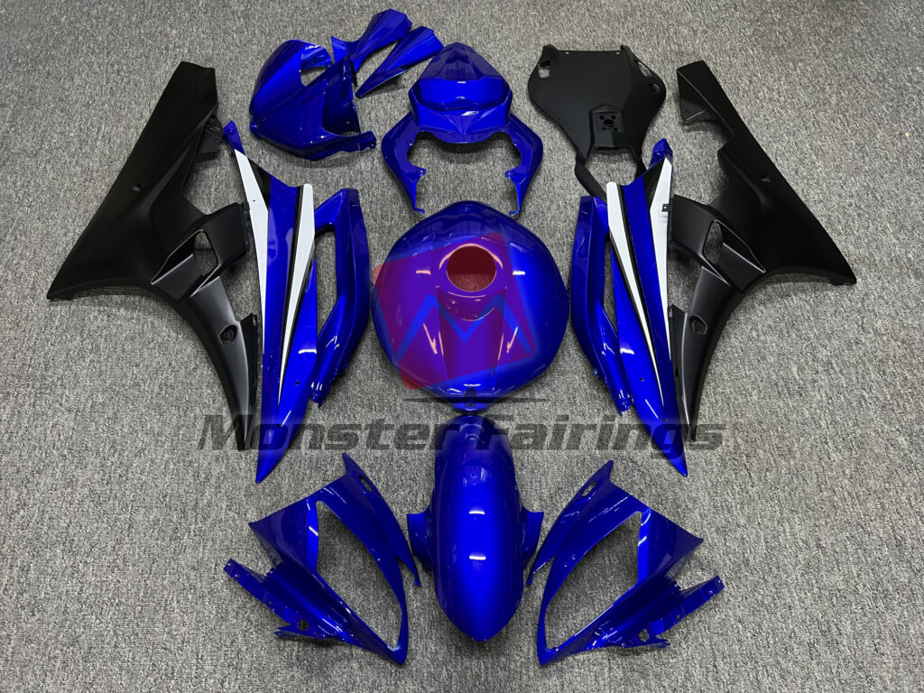 Yamaha R6 2006 - 2007 Gloss Blue & Matte Black ABS fairings - custom motorcycle bodywork kit by Monster Fairings