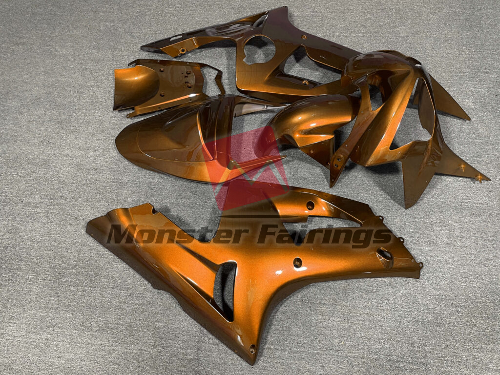 2003 - 2004 Kawasaki ZX6R Gloss Orange fairing set - ABS injection, custom painted by Monster Fairings