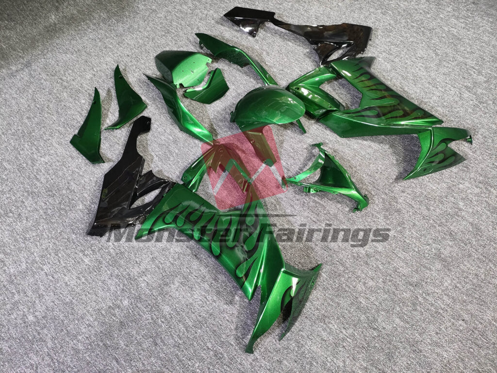 Kawasaki ZX10R custom ABS fairings 2008 - 2010 in Green Flame - durable replacement kit, Monster Fairings