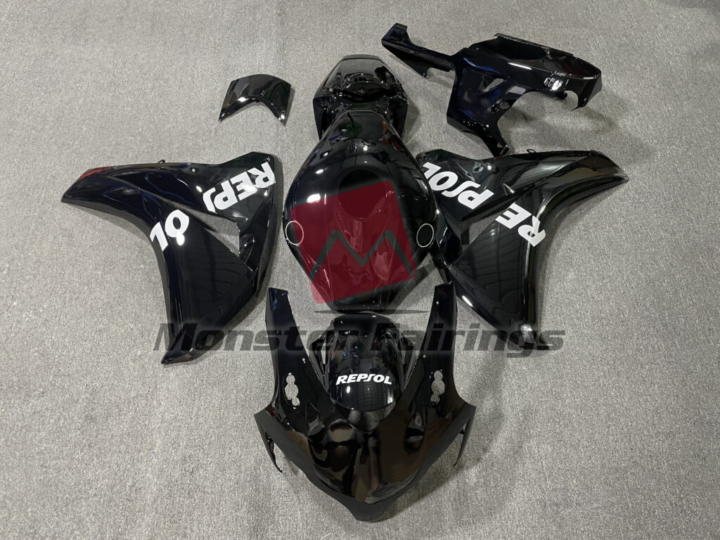Honda CBR1000RR 2008 - 2011 Gloss Black Repsol ABS fairings - custom motorcycle bodywork kit by Monster Fairings