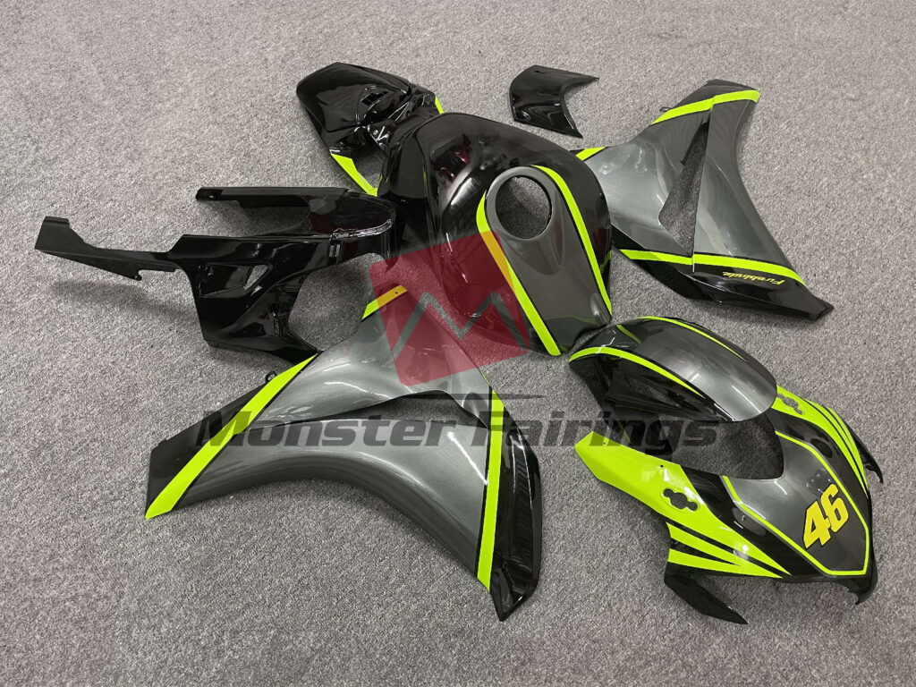 Gloss Black & Grey with High Viz Green ABS fairings for Honda CBR1000RR 2008 - 2011 - premium OEM fit kit by Monster Fairings