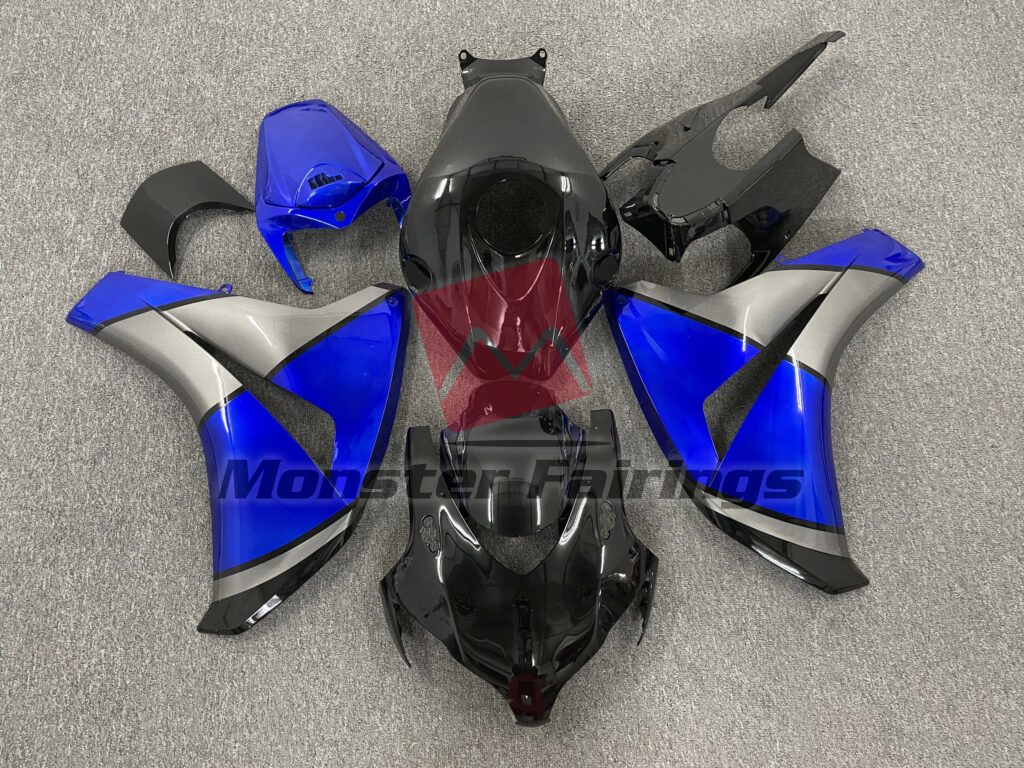 Honda CBR1000RR 2008 - 2011 Gloss Black, Silver & Blue ABS fairings - custom motorcycle bodywork kit by Monster Fairings