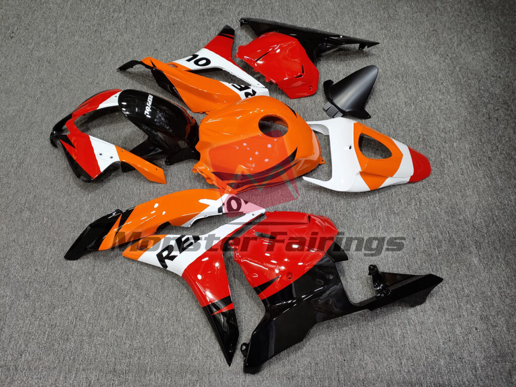 2009 - 2012 Honda CBR600RR Gloss Classic Light Repsol fairing set - ABS injection, custom painted by Monster Fairings
