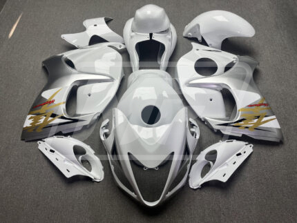 Suzuki GSXR 1300 2008-2020 Gloss White & Silver ABS Fairings | Monster Fairings