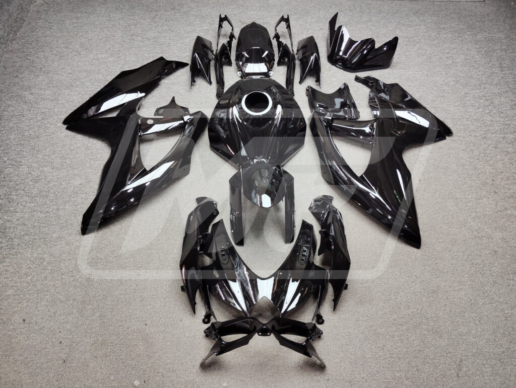 Suzuki GSXR 600 - 750 2008 - 2010 Gloss Black ABS fairings - custom motorcycle bodywork kit by Monster Fairings