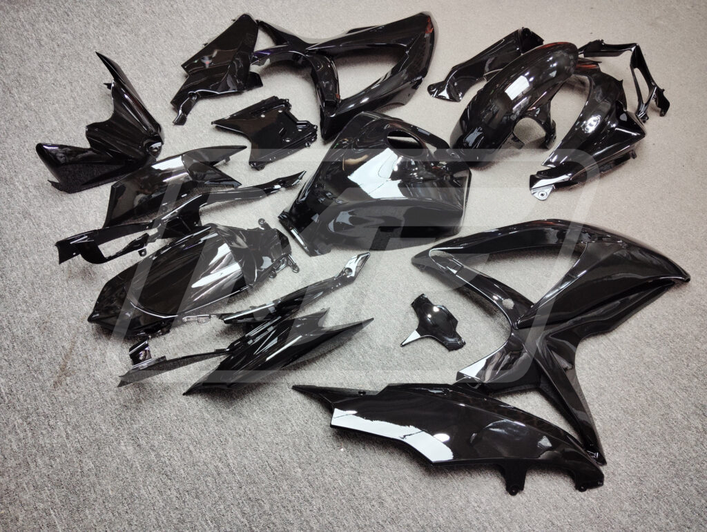 2008 - 2010 Suzuki GSXR Gloss Black fairing set - ABS injection, custom painted by Monster Fairings