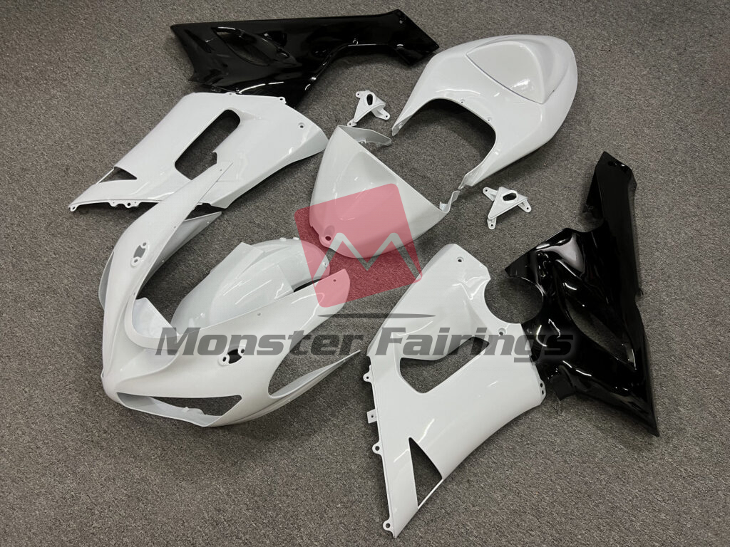 Gloss White Black ABS fairings for Kawasaki ZX6R 2005 - 2006 - premium OEM fit kit by Monster Fairings