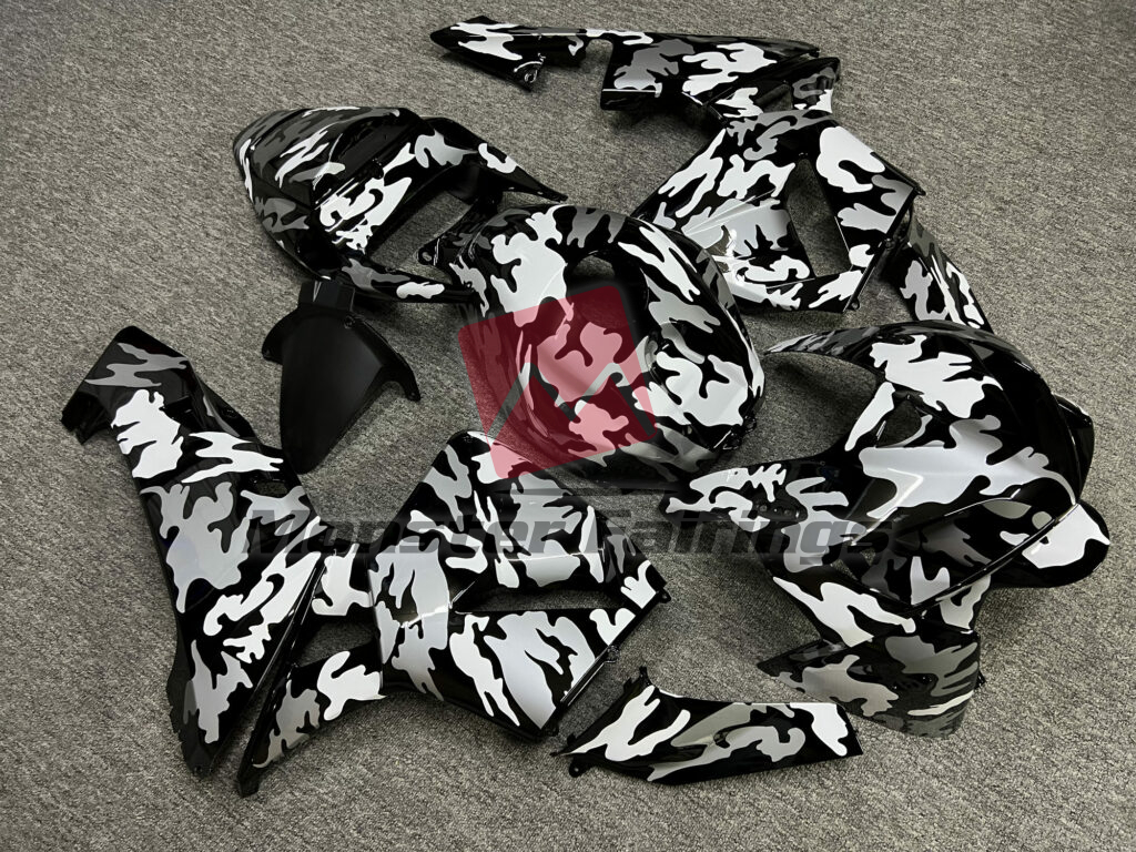 2005 - 2006 Honda CBR600RR Gloss Gray Camo fairing set - ABS injection, custom painted by Monster Fairings