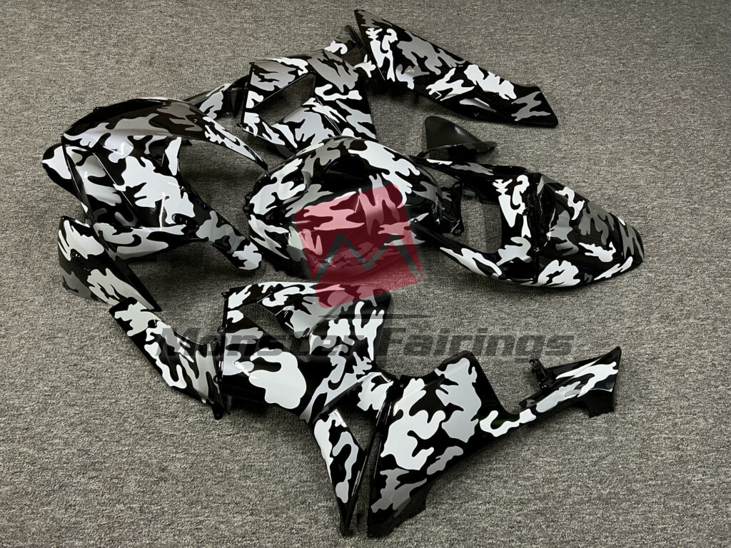Honda CBR600RR custom ABS fairings 2005 - 2006 in Gloss Gray Camo - durable replacement kit, Monster Fairings