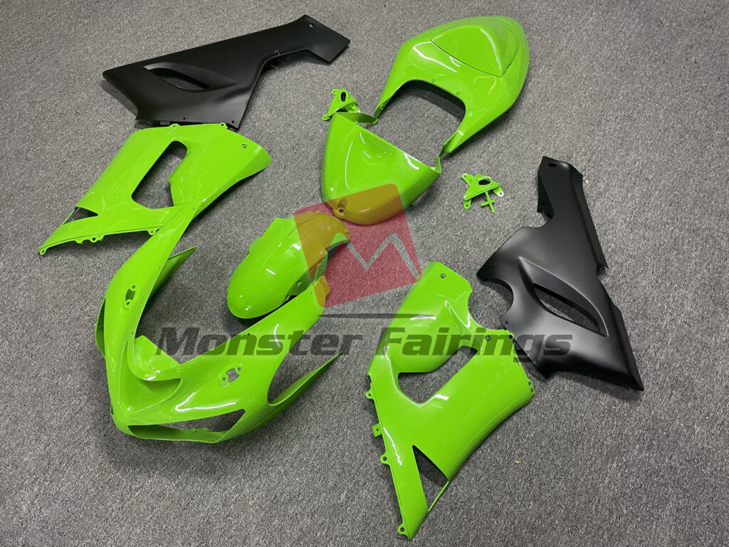 Gloss Green Matte Black ABS fairings for Kawasaki ZX6R 2005 - 2006 - premium OEM fit kit by Monster Fairings