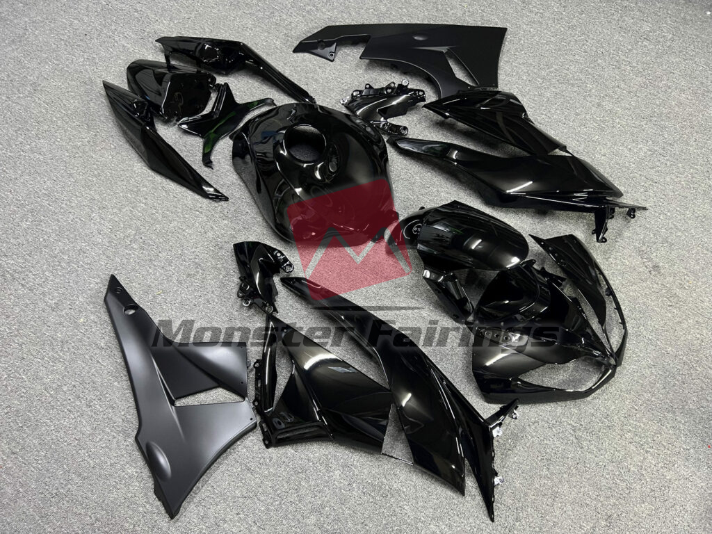 Kawasaki ZX6R custom ABS fairings 2009 - 2012 in Gloss & Matte Black - durable replacement kit, Monster Fairings