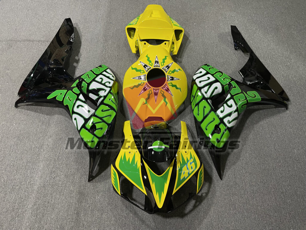 Honda CBR1000RR 2006 - 2007 Gloss Black & Yellow Rossi ABS fairings - custom motorcycle bodywork kit by Monster Fairings