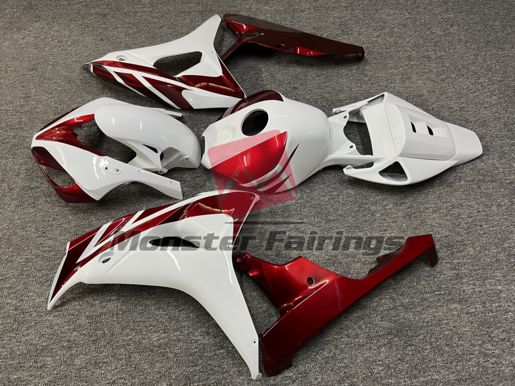 Honda CBR1000RR custom ABS fairings 2006 - 2007 in Gloss White & Candy Red - durable replacement kit, Monster Fairings