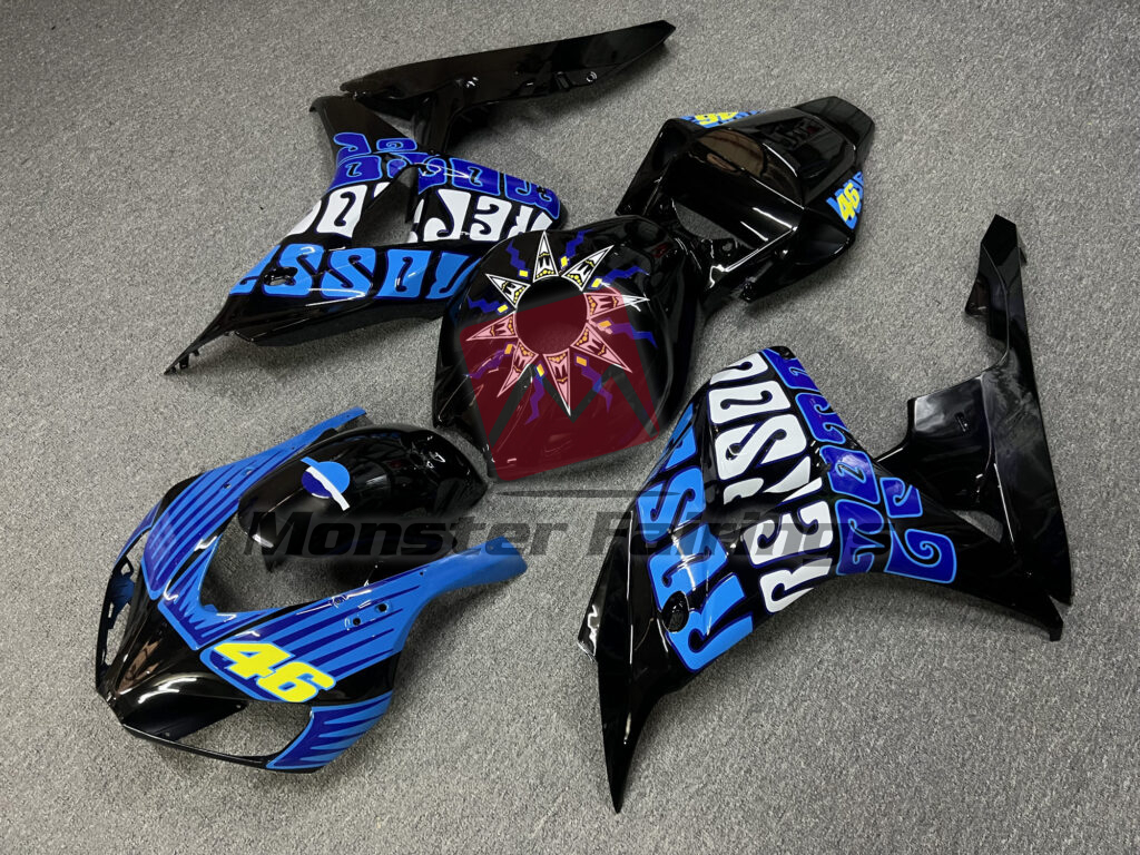 Gloss Black with Blue Rossi ABS fairings for Honda CBR1000RR 2006 - 2007 - premium OEM fit kit by Monster Fairings