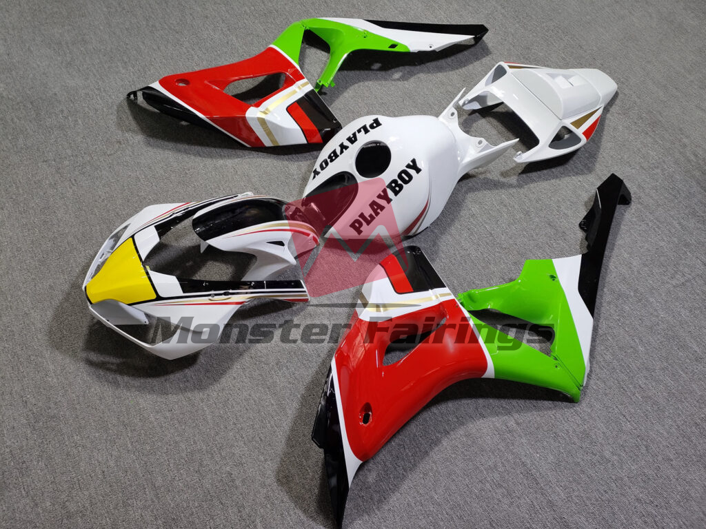 Gloss White with Red & Green Playboy ABS fairings for Honda CBR1000RR 2006 - 2007 - premium OEM fit kit by Monster Fairings