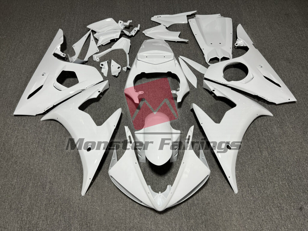 Yamaha R6 2005 Gloss White ABS fairings - custom motorcycle bodywork kit by Monster Fairings
