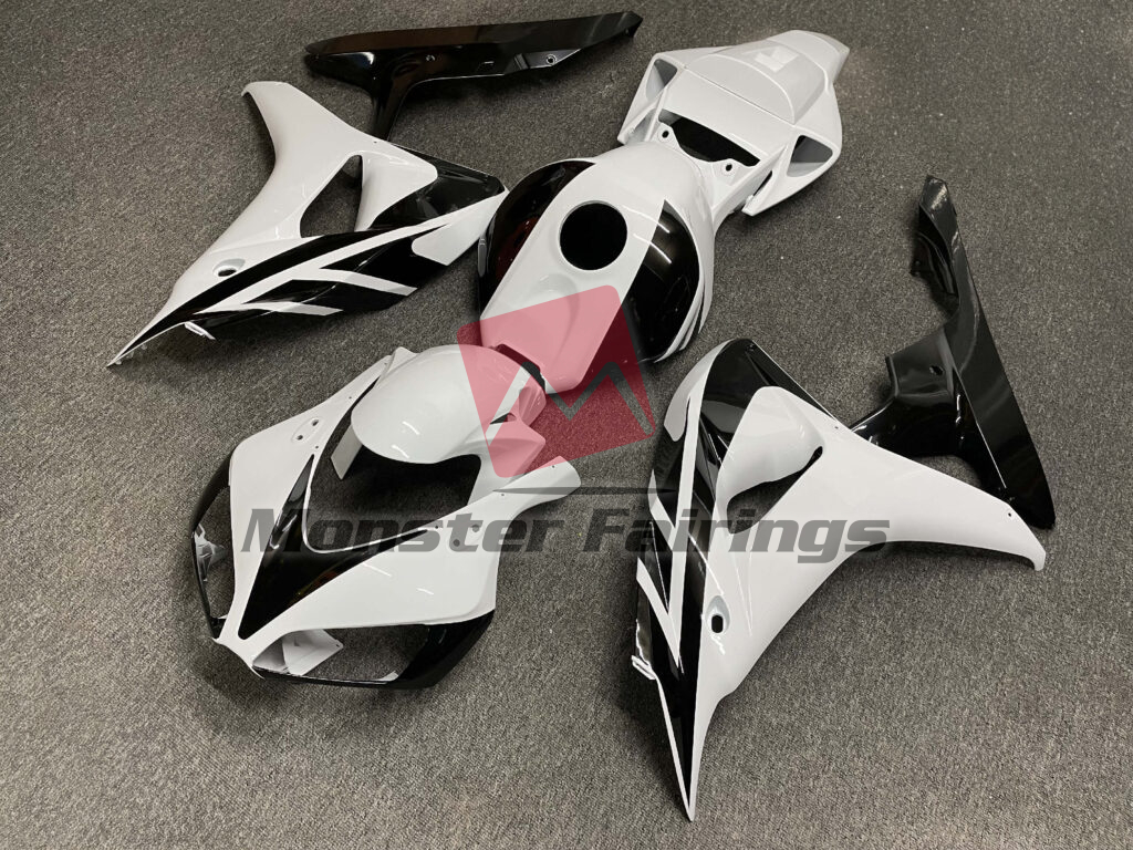 Honda CBR1000RR custom ABS fairings 2006 - 2007 in Gloss White & Black - durable replacement kit, Monster Fairings