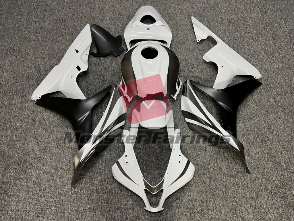 Honda CBR600RR 2007 - 2008 Gloss White & Gray with Matte Black OEM Style ABS fairings - custom motorcycle bodywork kit by Monster Fairings