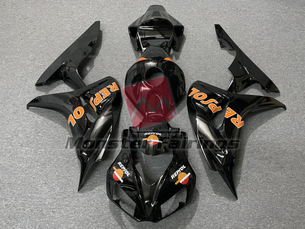 Honda CBR1000RR 2006 - 2007 Gloss Black Repsol ABS fairings - custom motorcycle bodywork kit by Monster Fairings