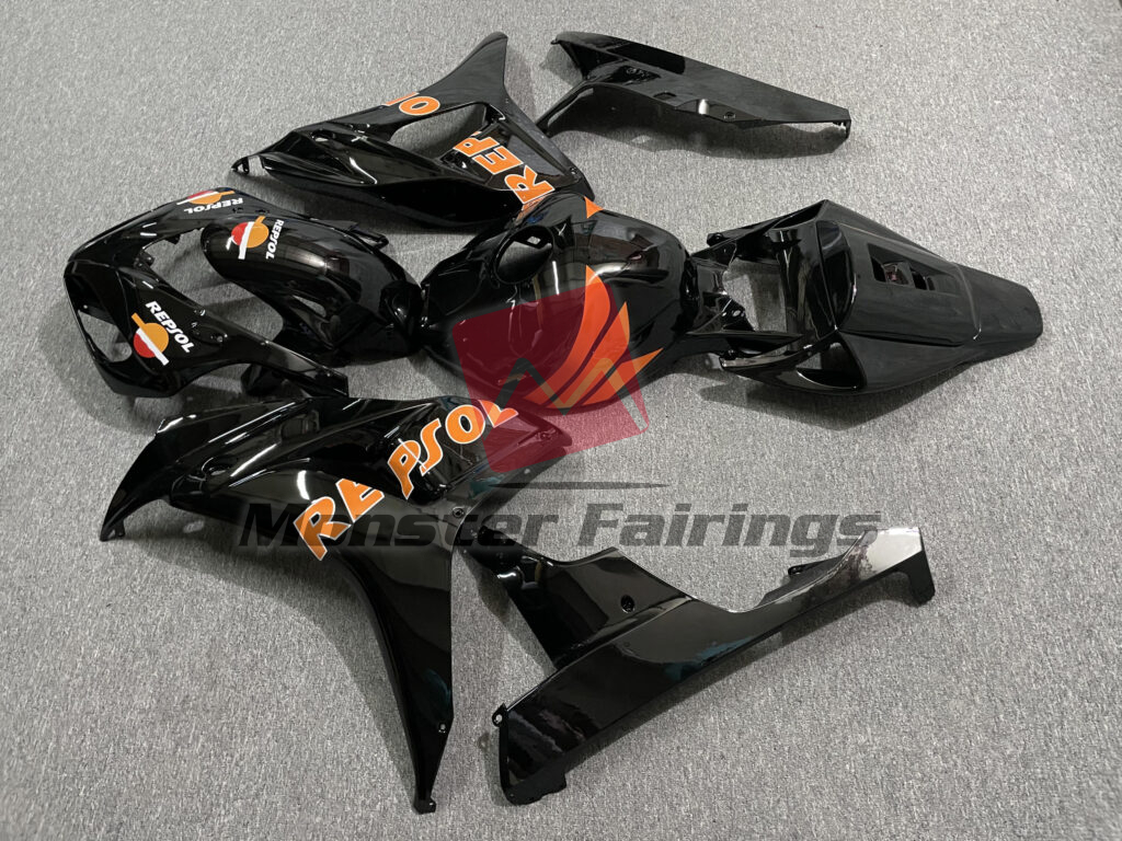 2006 - 2007 Honda CBR1000RR Gloss Black Repsol fairing set - ABS injection, custom painted by Monster Fairings