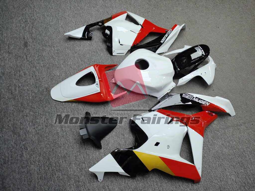 2009 - 2012 Honda CBR600RR Gloss White & Red Black Mugen fairing set - ABS injection, custom painted by Monster Fairings