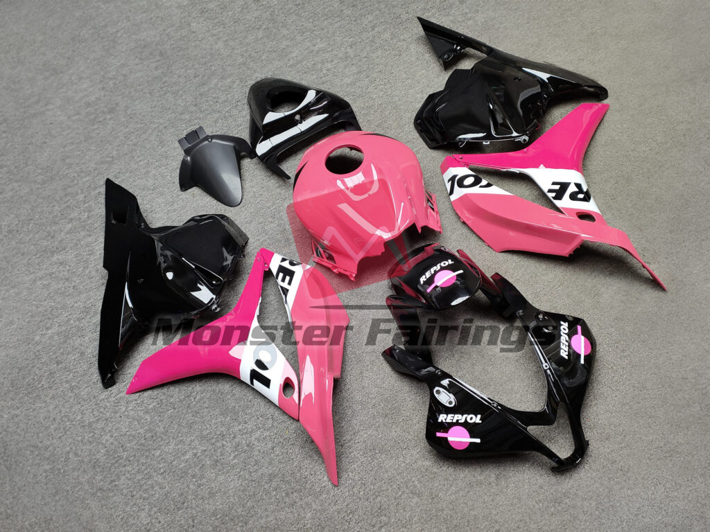 Honda CBR600RR custom ABS fairings 2009 - 2012 in Gloss Pink & Black Repsol - durable replacement kit, Monster Fairings