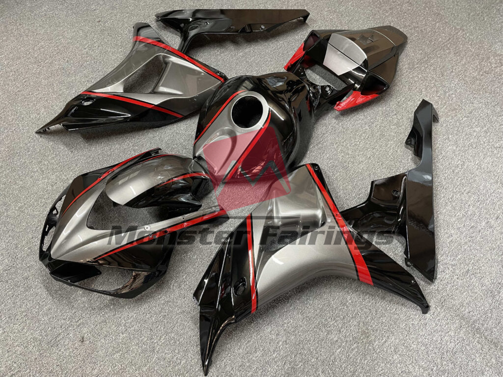 Gloss Black with Silver & Red ABS fairings for Honda CBR1000RR 2006 - 2007 - premium OEM fit kit by Monster Fairings