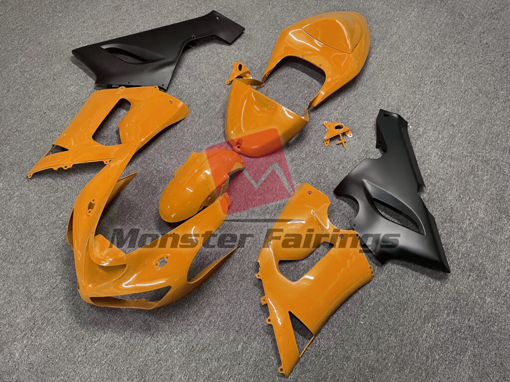 Gloss Orange & Matte Black ABS fairings for Kawasaki ZX6R 2005 - 2006 - premium OEM fit kit by Monster Fairings