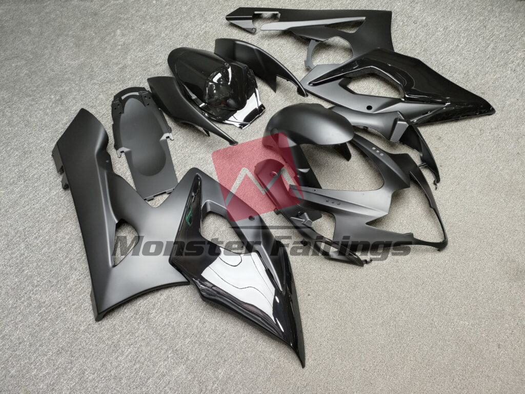 Suzuki GSXR custom ABS fairings 2005 - 2006 in Matte & Gloss Black - durable replacement kit, Monster Fairings
