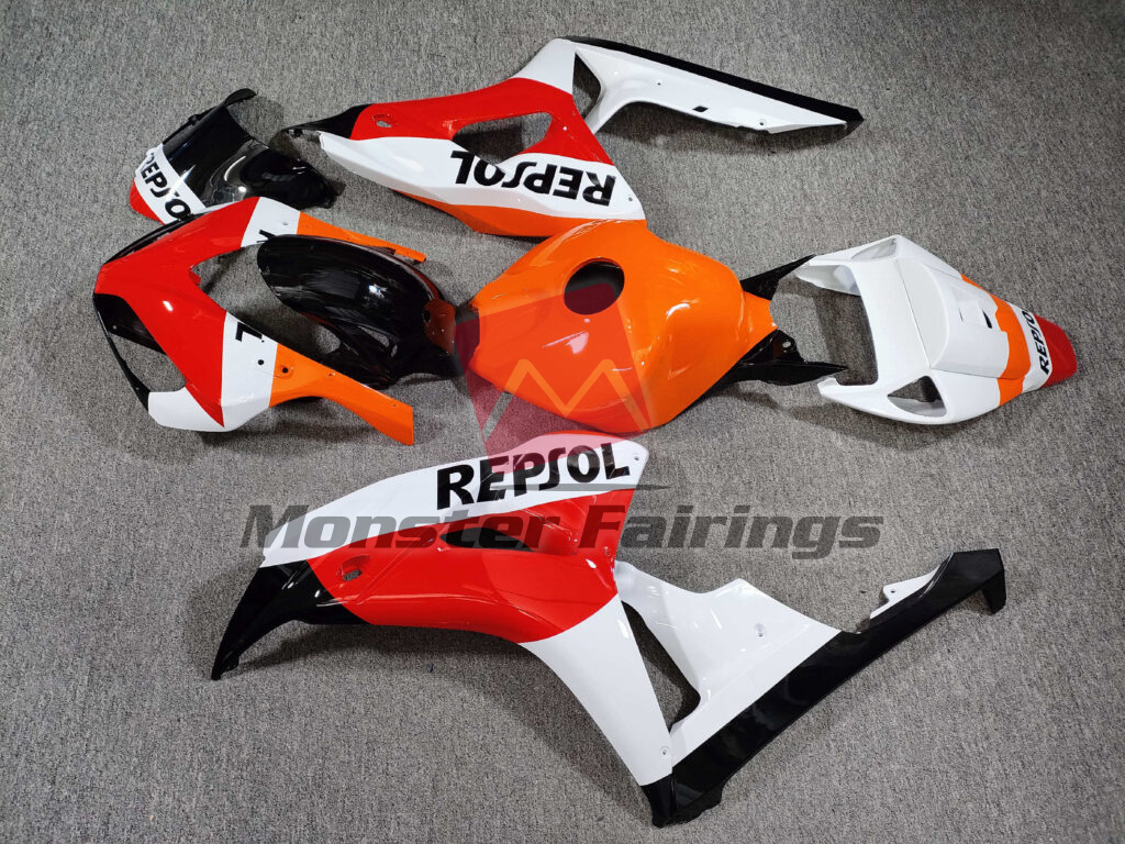 2006 - 2007 Honda CBR1000RR Gloss Orange & White Repsol fairing set - ABS injection, custom painted by Monster Fairings