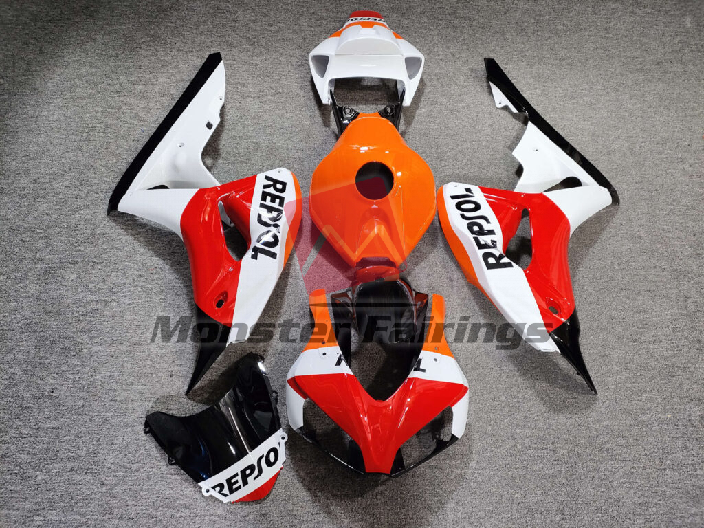 Honda CBR1000RR 2006 - 2007 Gloss Orange & White Repsol ABS fairings - custom motorcycle bodywork kit by Monster Fairings