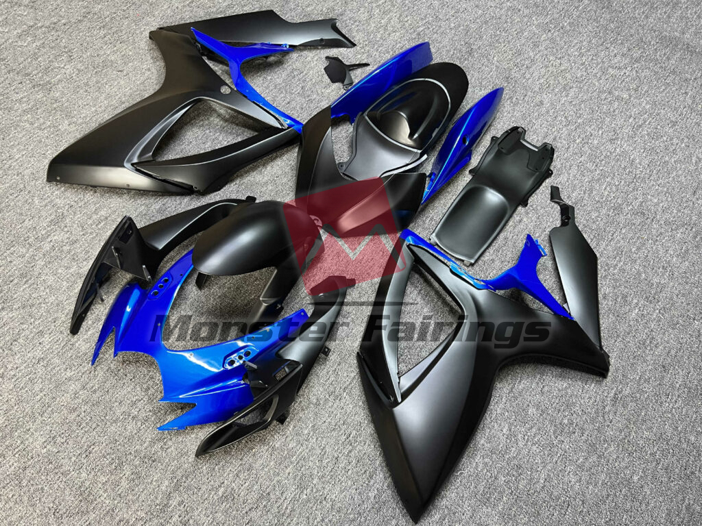 Matte Black & Gloss Blue ABS fairings for Suzuki GSXR 600 - 750 2006 - 2007 - premium OEM fit kit by Monster Fairings