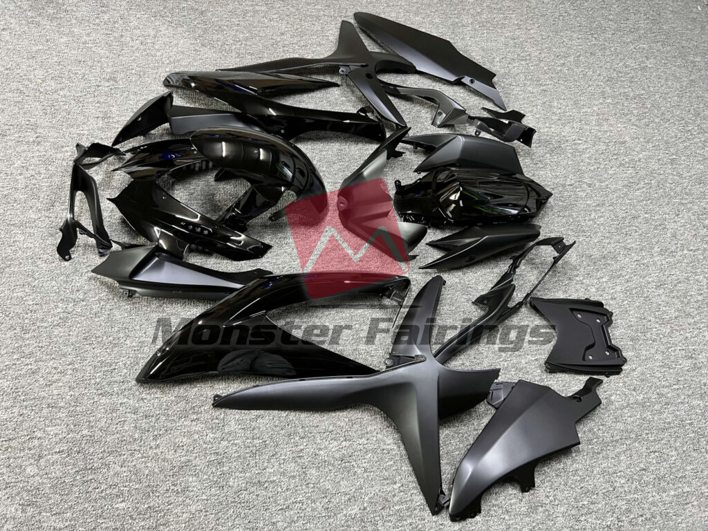 2008 - 2010 Suzuki GSXR Matte & Gloss Black fairing set - ABS injection, custom painted by Monster Fairings