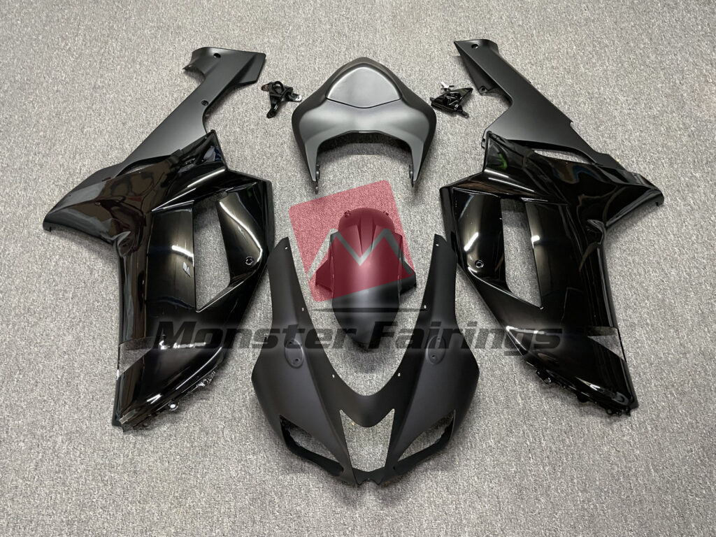 Kawasaki ZX6R 2007 - 2008 Matte & Gloss Black ABS fairings - custom motorcycle bodywork kit by Monster Fairings