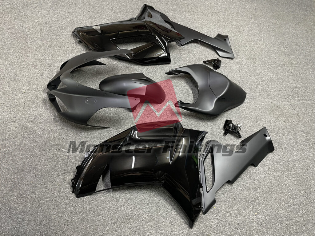 Kawasaki ZX6R custom ABS fairings 2007 - 2008 in Matte & Gloss Black - durable replacement kit, Monster Fairings
