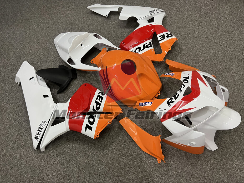 2005 - 2006 Honda CBR600RR Gloss Light Repsol fairing set - ABS injection, custom painted by Monster Fairings