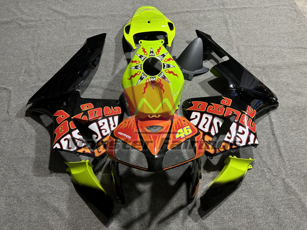 Honda CBR600RR 2005 - 2006 Gloss High Vis Yellow Rossi ABS fairings - custom motorcycle bodywork kit by Monster Fairings