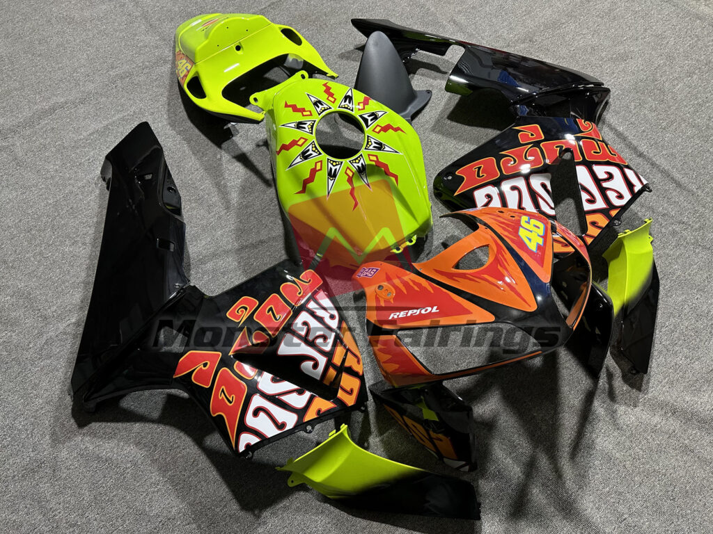 Gloss High Vis Yellow Rossi ABS fairings for Honda CBR600RR 2005 - 2006 - premium OEM fit kit by Monster Fairings