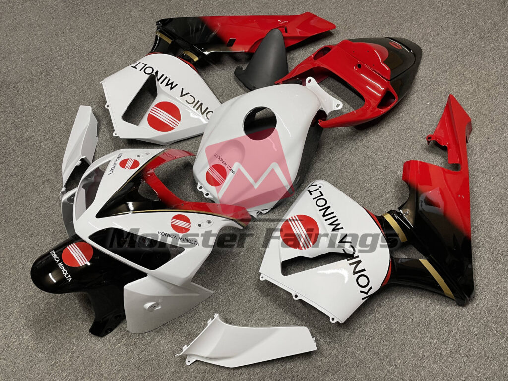 Honda CBR600RR custom ABS fairings 2005 - 2006 in Gloss White, Red & Black KM - durable replacement kit, Monster Fairings